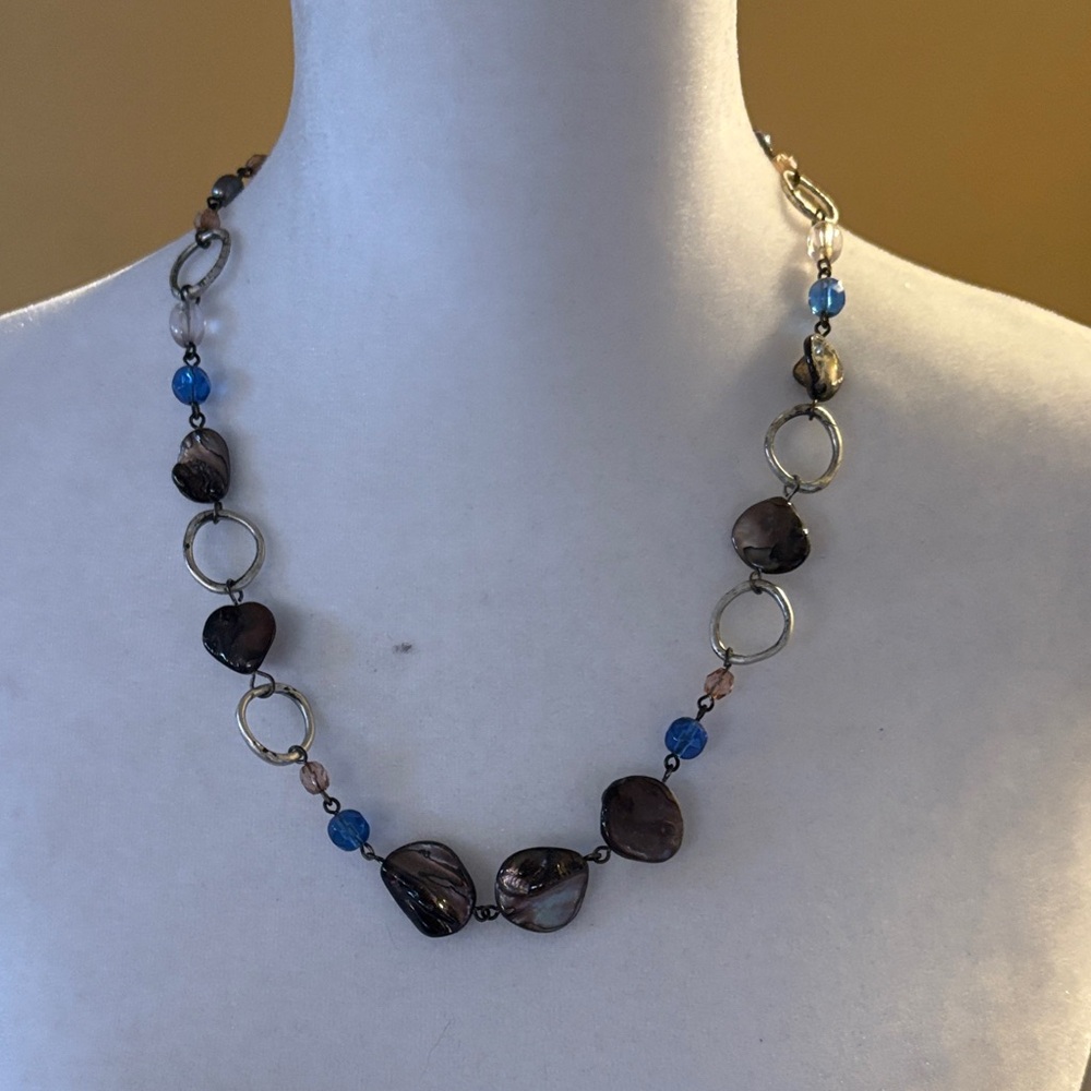 Elegant Blue and Brown Beaded Necklace